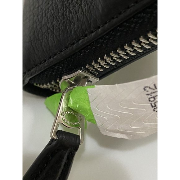 COACH BLACK LEATHER Accordion Zip Wallet w/Studded Coach Script + TISSUE PAPER - Picture 15 of 16